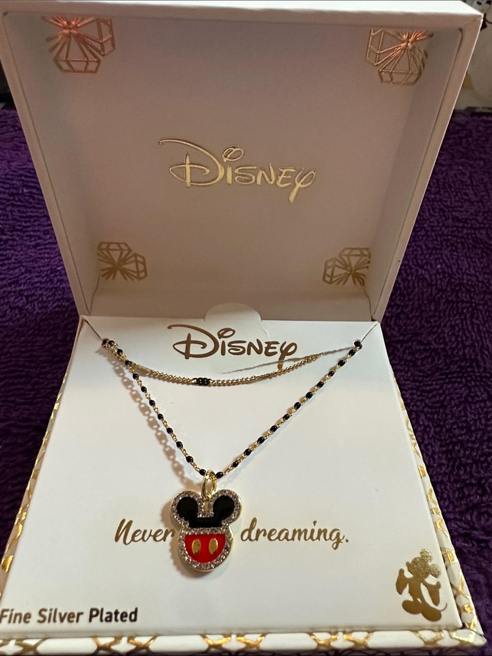 Disney Gold-Tone Black and Red Mickey Head Layered Necklace